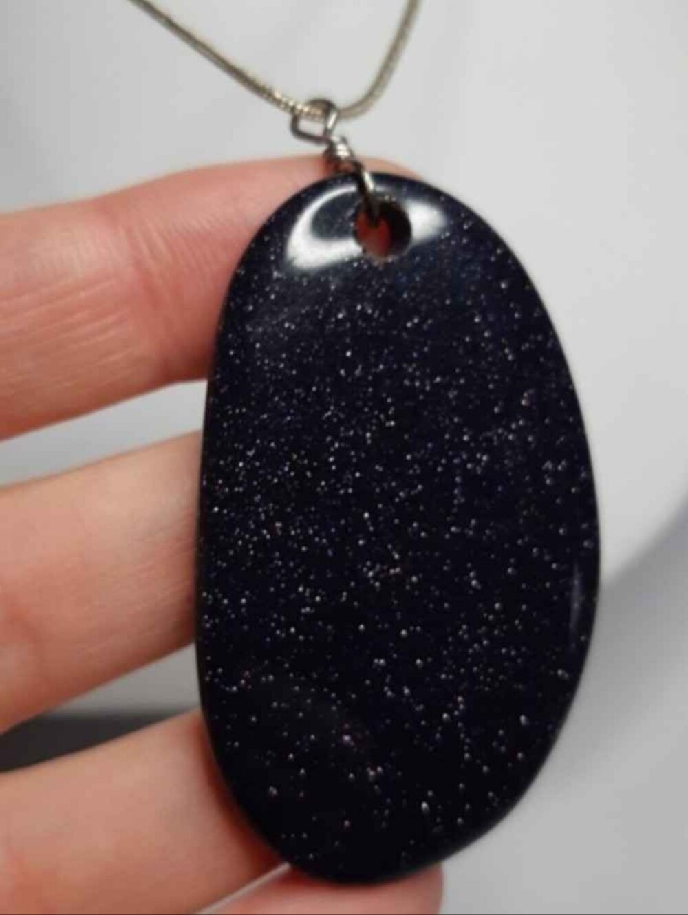 Navy / Black Goldstone Sterling Necklace